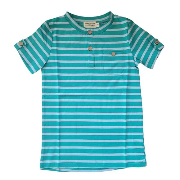 Sawyer & Finn Aqua Striped Tab Tee - Picture 1 of 5